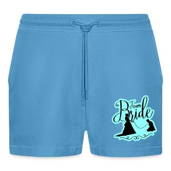 Team Braut Hochzeit Junggesellinnen - Organic Relaxed Cropped Shorts Made in EU -  Sol Blue - Vorne