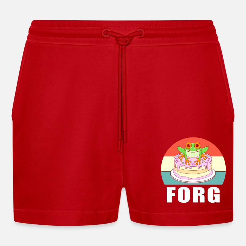 Frosch Laubfrosch - Organic Relaxed Cropped Shorts Made in EU - Rot