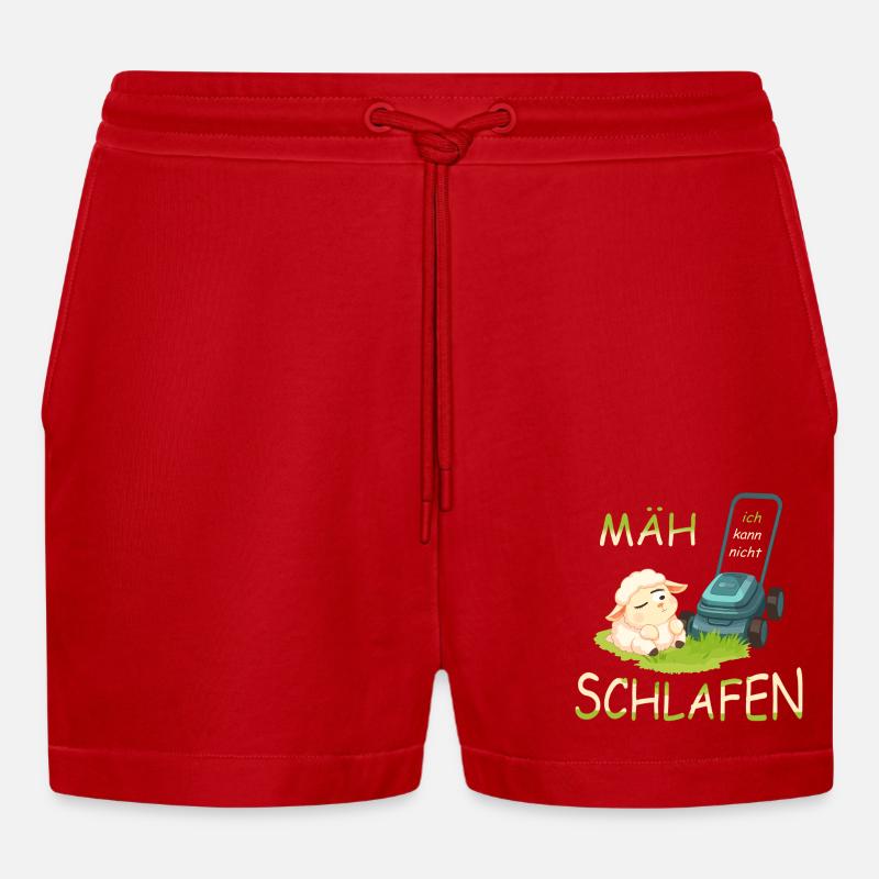 Süßes Schaf - Organic Relaxed Cropped Shorts Made in EU - Rot