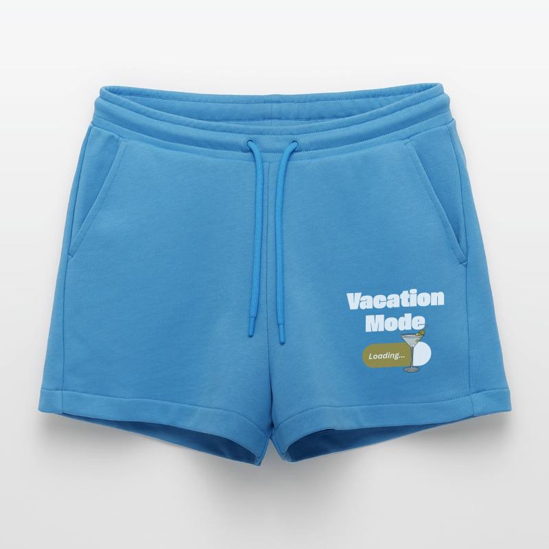 Vacation Mode On – Martini with loading bar (light) Organic Relaxed Cropped Shorts Made in EU