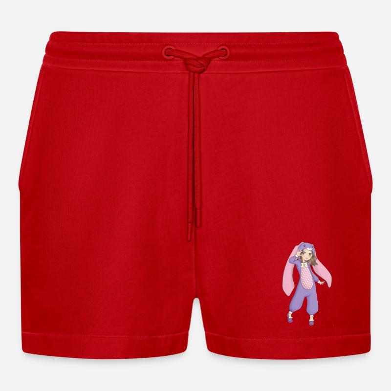 Manga - Organic Relaxed Cropped Shorts Made in EU - red