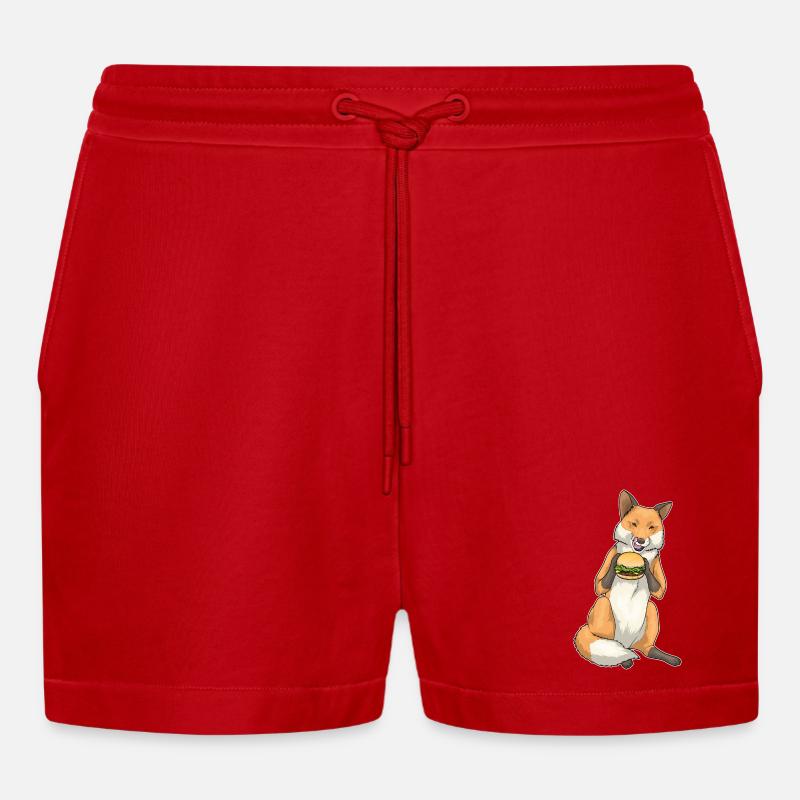 Fuchs Burger - Short bio décontracté court fabriqué en UE - rouge