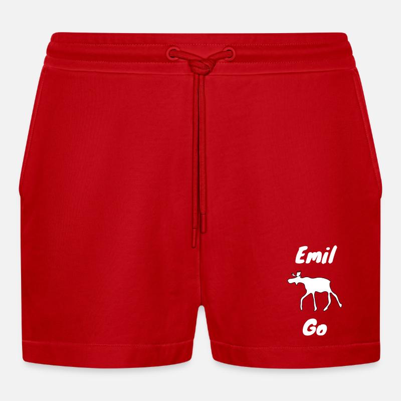 Emil der Elch withe - Organic Relaxed Cropped Shorts Made in EU - Rot