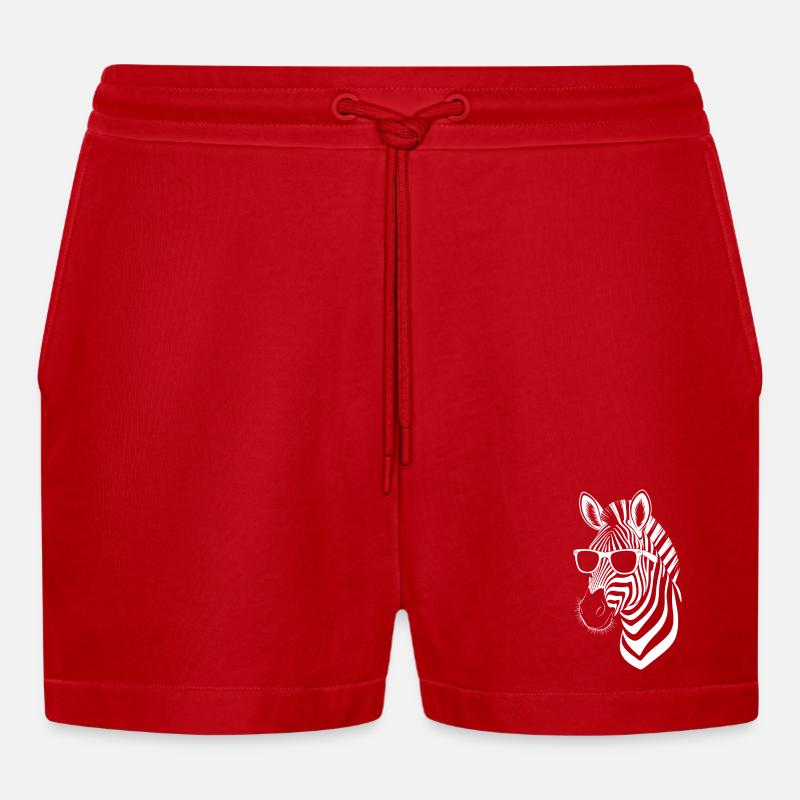 Zebra Spruch Lustiges Zebra Geschenk - Organic Relaxed Cropped Shorts Made in EU - Rot