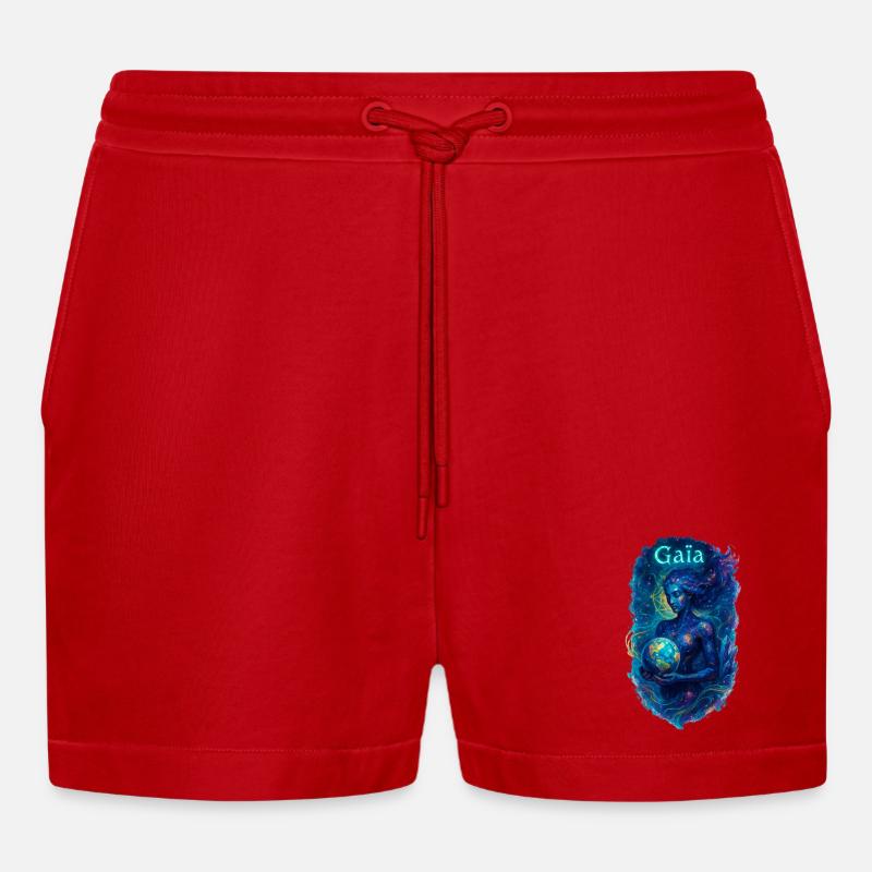 Gaia – Mutter Natur – Baum des Lebens - Organic Relaxed Cropped Shorts Made in EU - Rot