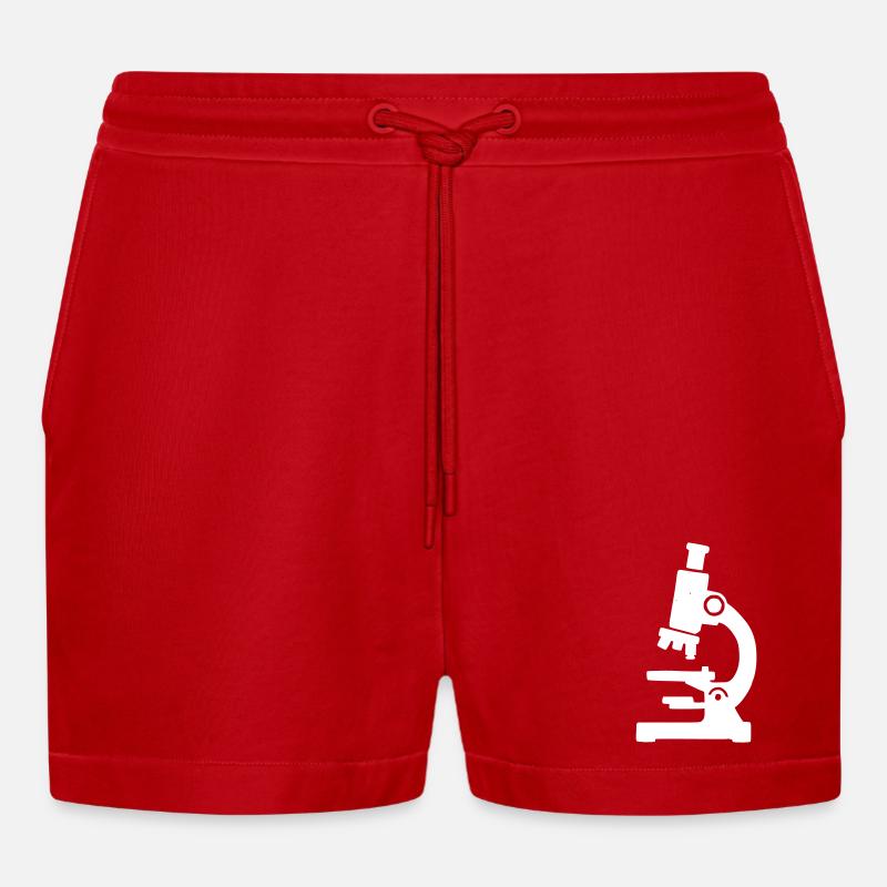 Microscope Silhouette Laboratory - Organic Relaxed Cropped Shorts Made in EU - red