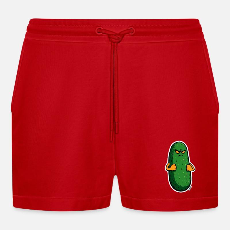 Grumpy Pickle Maskottchen - Organic Relaxed Cropped Shorts Made in EU - Rot