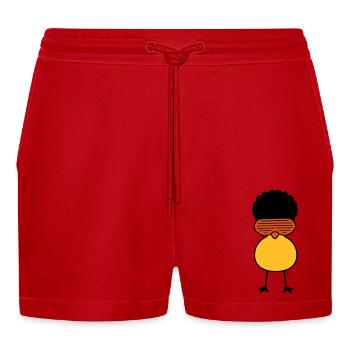 Funky Chick - Organic Relaxed Cropped Shorts Made in EU - red - Front