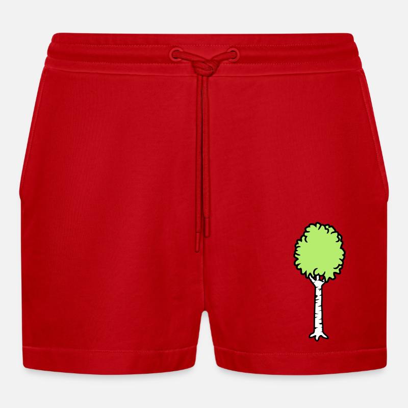 Birke Bäumchen Cool - Organic Relaxed Cropped Shorts Made in EU - Rot