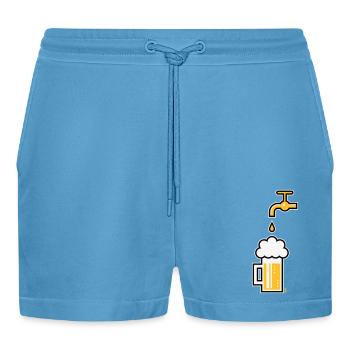 Bierkrug Zapfhahn (Bier Maßkrug Bierseidel / 3C) - Organic Relaxed Cropped Shorts Made in EU -  Sol Blue - Vorne