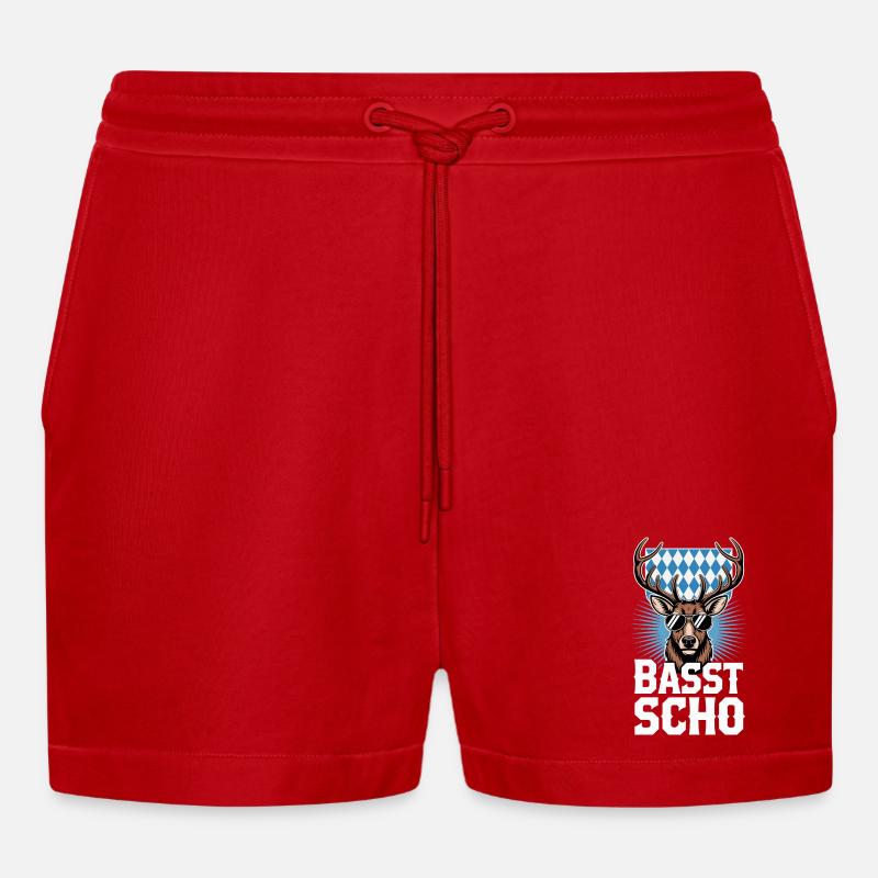 Basst Scho Hirsch Dialecte bavarois Bavière - Short bio décontracté court fabriqué en UE - rouge