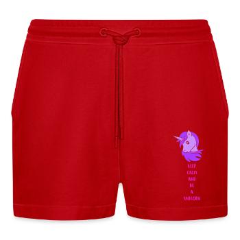 unicorn keep calm - Organic Relaxed Cropped Shorts Made in EU - Rot - Vorne