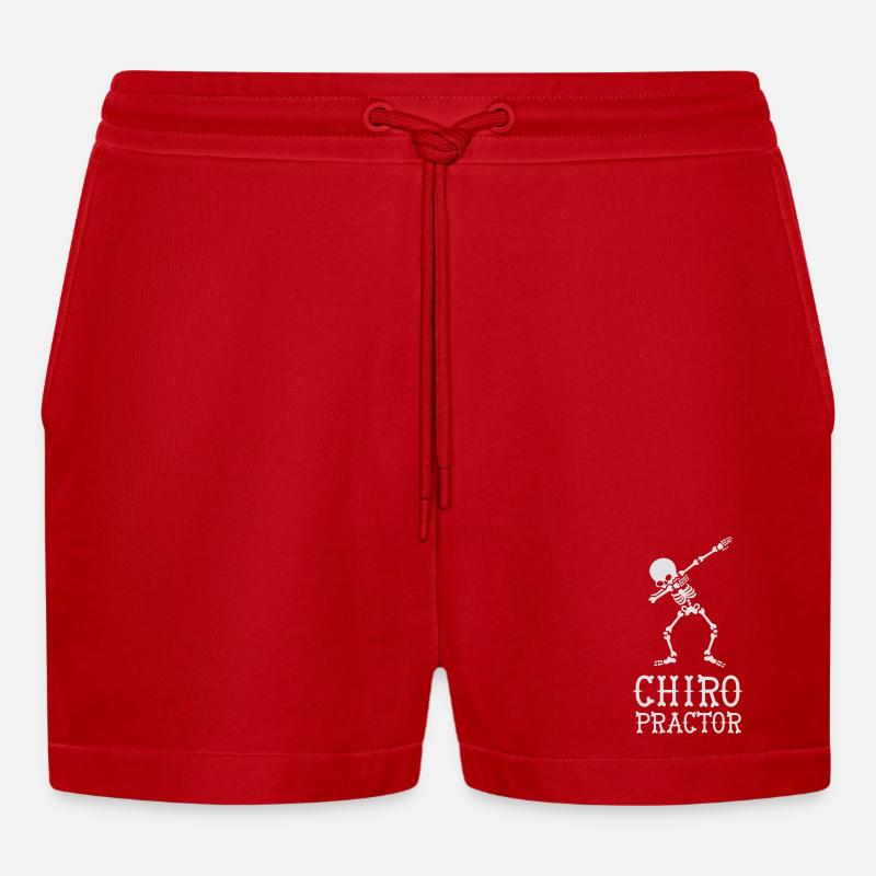 Dab dabbing skeleton chiropractor - Organic Relaxed Cropped Shorts Made in EU - Rot