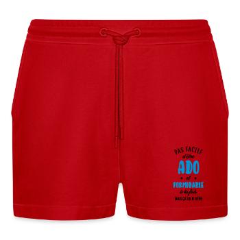 Teenager / Jugendliche / Jugendlicher / Kind - Organic Relaxed Cropped Shorts Made in EU - Rot - Vorne