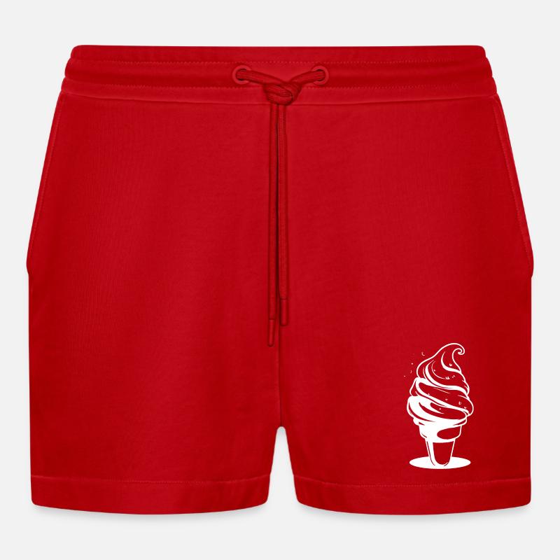 Dessin de crème glacée molle - Short bio décontracté court fabriqué en UE - rouge
