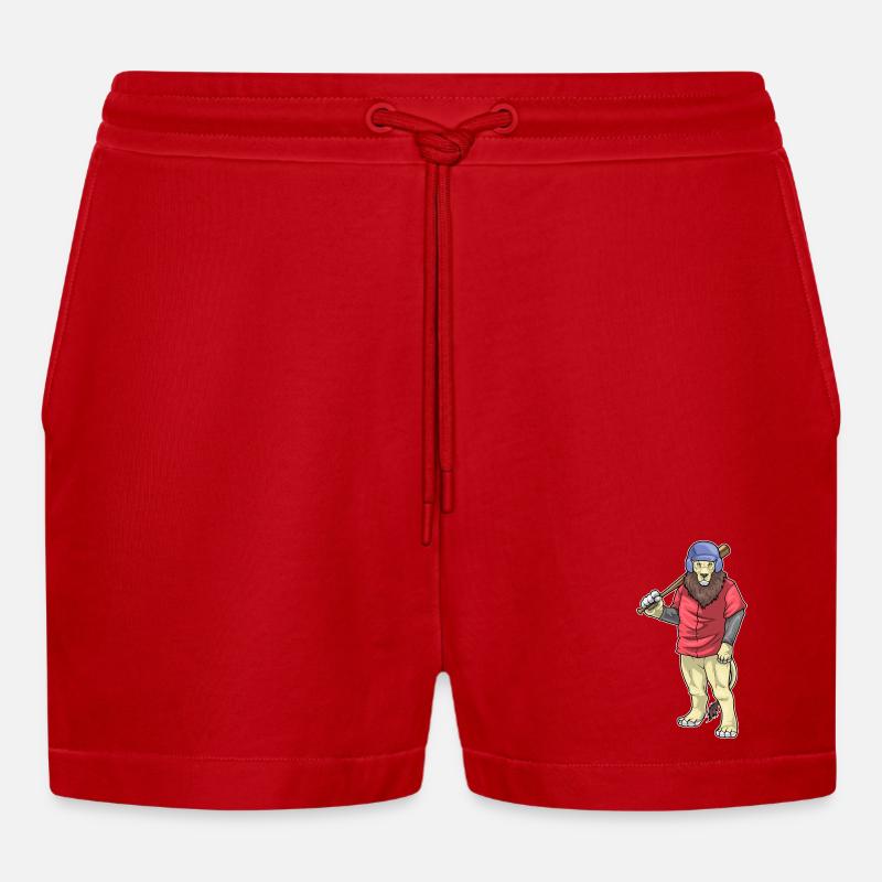 Löwe Baseball Baseballschläger - Organic Relaxed Cropped Shorts Made in EU - Rot
