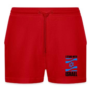 Stand With Israel Jerusalem Tel Aviv Star of David - Organic Relaxed Cropped Shorts Made in EU - red - Front