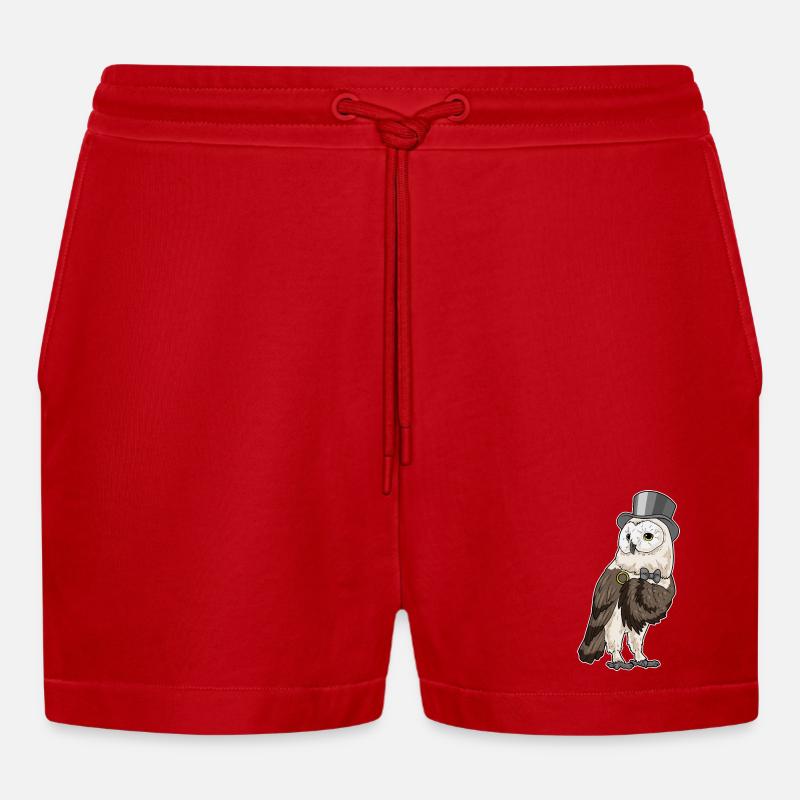 Eule Bräutigam Ehering Hochzeit - Organic Relaxed Cropped Shorts Made in EU - Rot