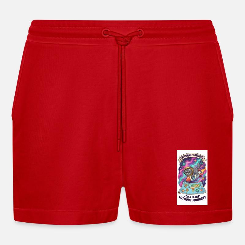 Katzensprung durchs Universum - Organic Relaxed Cropped Shorts Made in EU - Rot