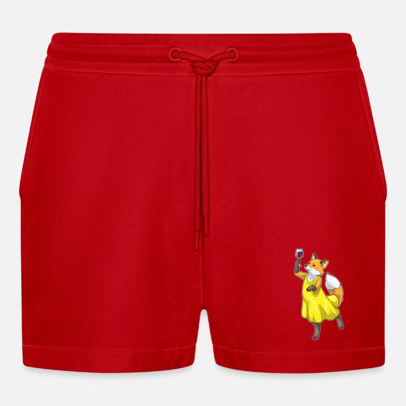 Fuchs Rotwein - Organic Relaxed Cropped Shorts Made in EU - Rot