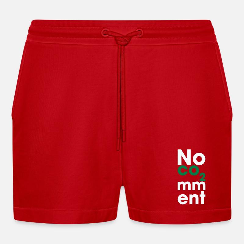 No CO2 Comment – Saubere Energie Statement - Organic Relaxed Cropped Shorts Made in EU - Rot