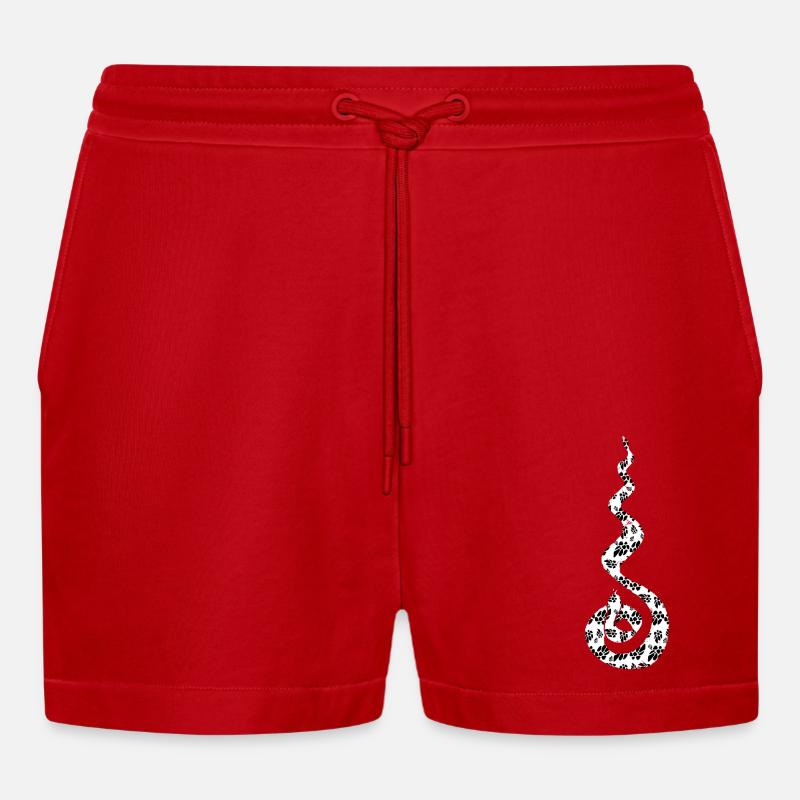 Flammend gemusterte Schlange - Organic Relaxed Cropped Shorts Made in EU - Rot