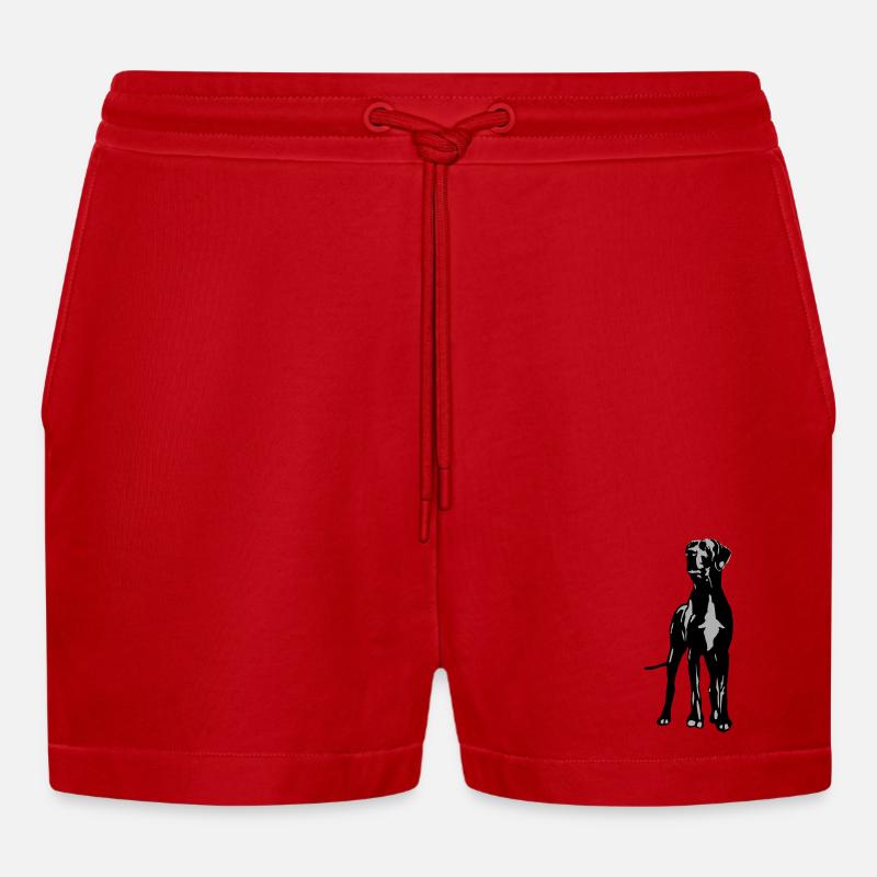 Dogge Dino 2 farb - Organic Relaxed Cropped Shorts Made in EU - Rot
