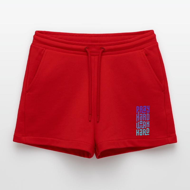Pray Hard Work Hard Organic Relaxed Cropped Shorts Made in EU