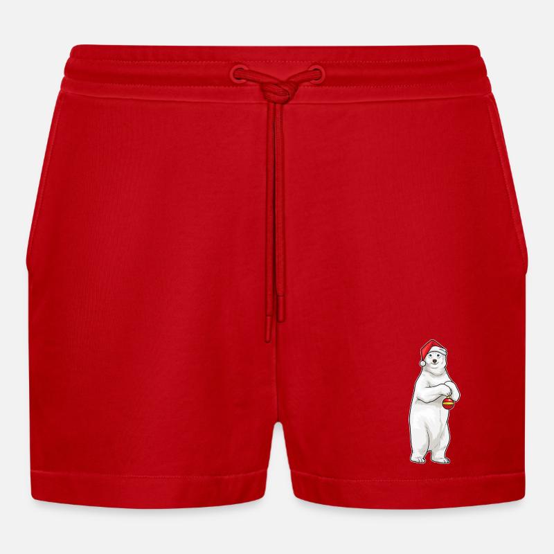 Eisbär Weihnachten Weihnachtskugel - Organic Relaxed Cropped Shorts Made in EU - Rot