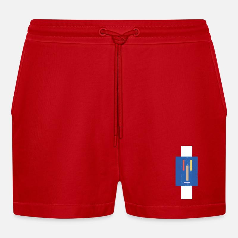 Visage abstrait sur un pull - Short bio décontracté court fabriqué en UE - rouge
