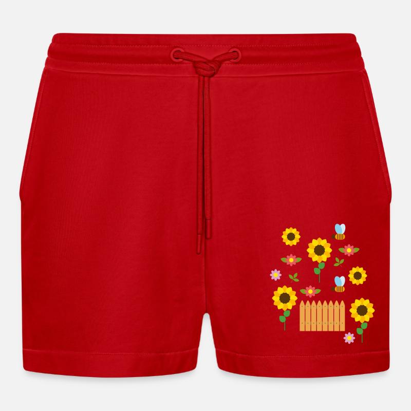summer - Organic Relaxed Cropped Shorts Made in EU - red