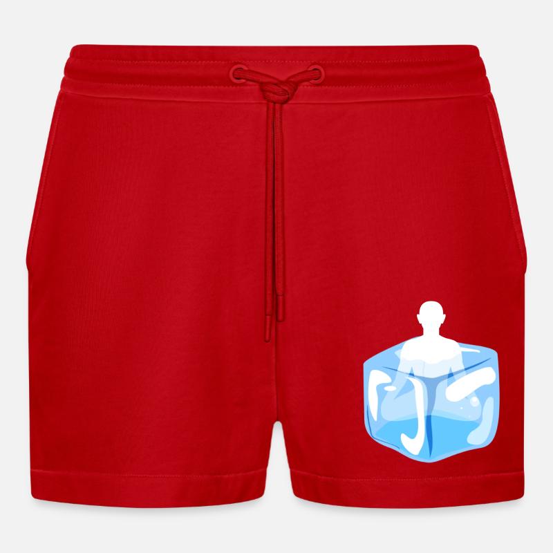 Ice monk / cold training - Organic Relaxed Cropped Shorts Made in EU - red