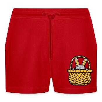 Osterhase versteckt sich - Organic Relaxed Cropped Shorts Made in EU - Rot - Vorne