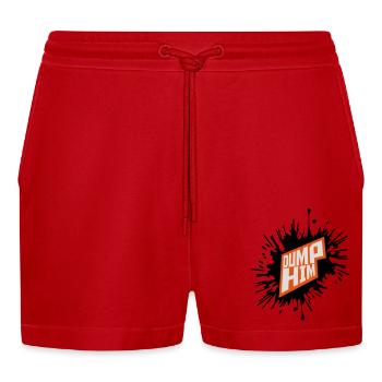 dump him quote logo - Organic Relaxed Cropped Shorts Made in EU - red - Front