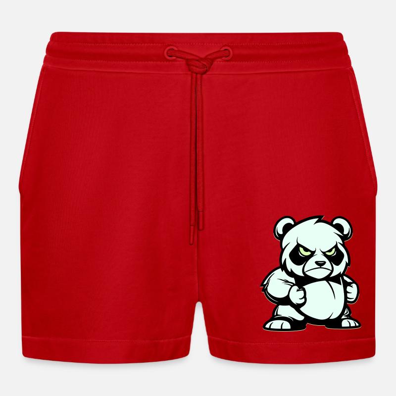 pandabär comic - Organic Relaxed Cropped Shorts Made in EU - Rot