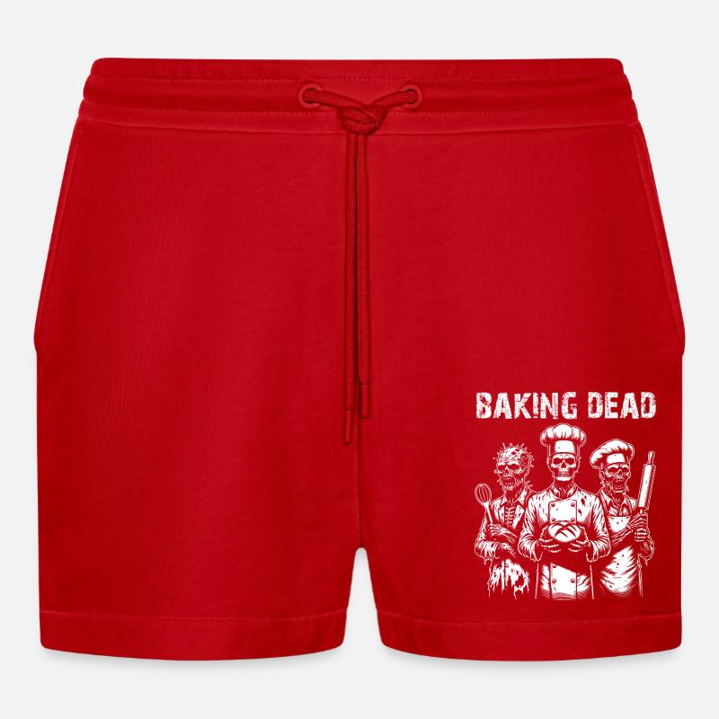 Baking Dead - backende Zombies - Organic Relaxed Cropped Shorts Made in EU - red