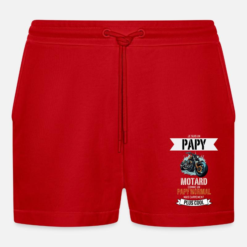 Opa Biker Stoff Witz - Organic Relaxed Cropped Shorts Made in EU - Rot