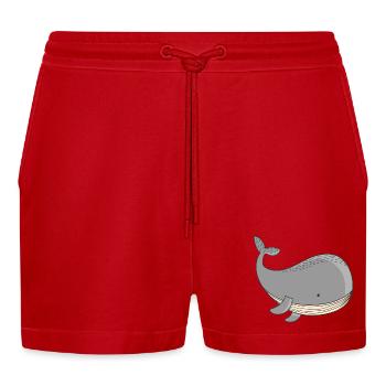 whale - Organic Relaxed Cropped Shorts Made in EU - red - Front