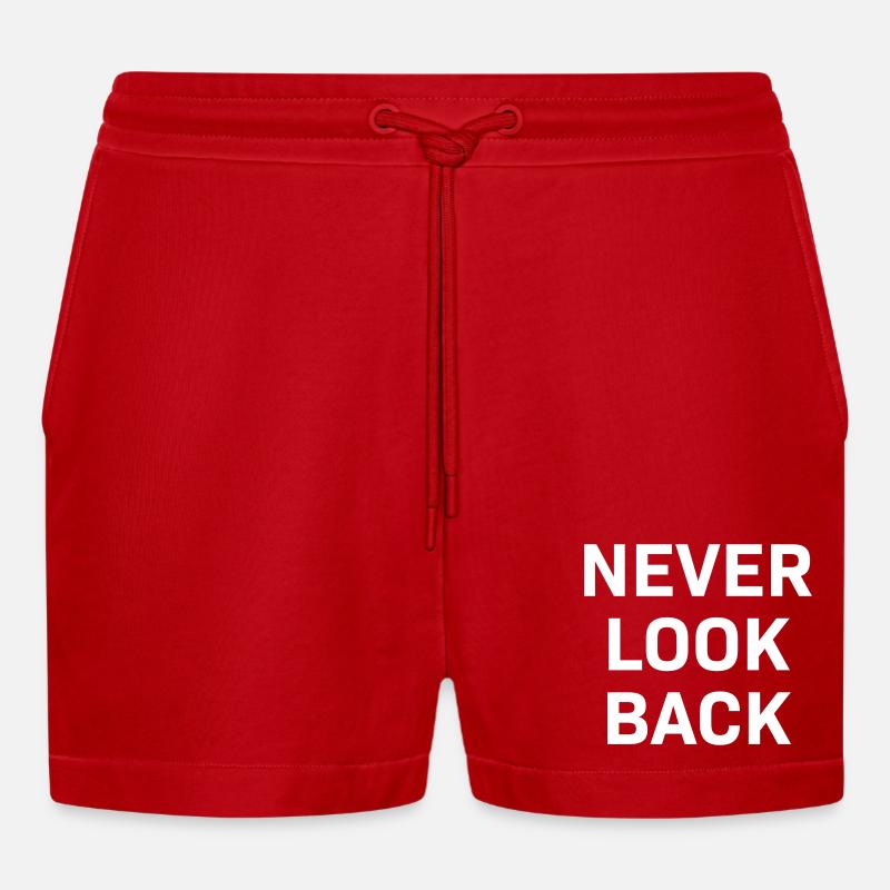 Never Look Back white - Short bio décontracté court fabriqué en UE - rouge