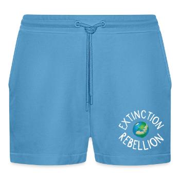 Extinction Rebellion Planet Erde weiss - Organic Relaxed Cropped Shorts Made in EU -  Sol Blue - Vorne