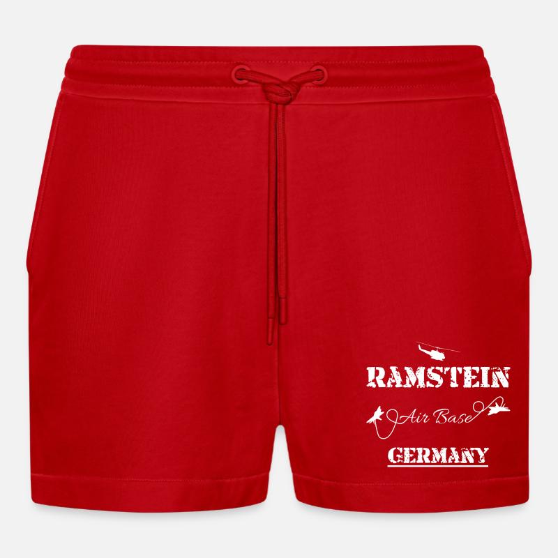 Army Ramstein Air Base Germany - Organic Relaxed Cropped Shorts Made in EU - Rot