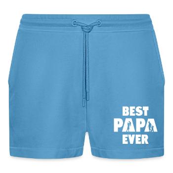 Best Papa Ever - Organic Relaxed Cropped Shorts Made in EU -  Sol Blue - Front