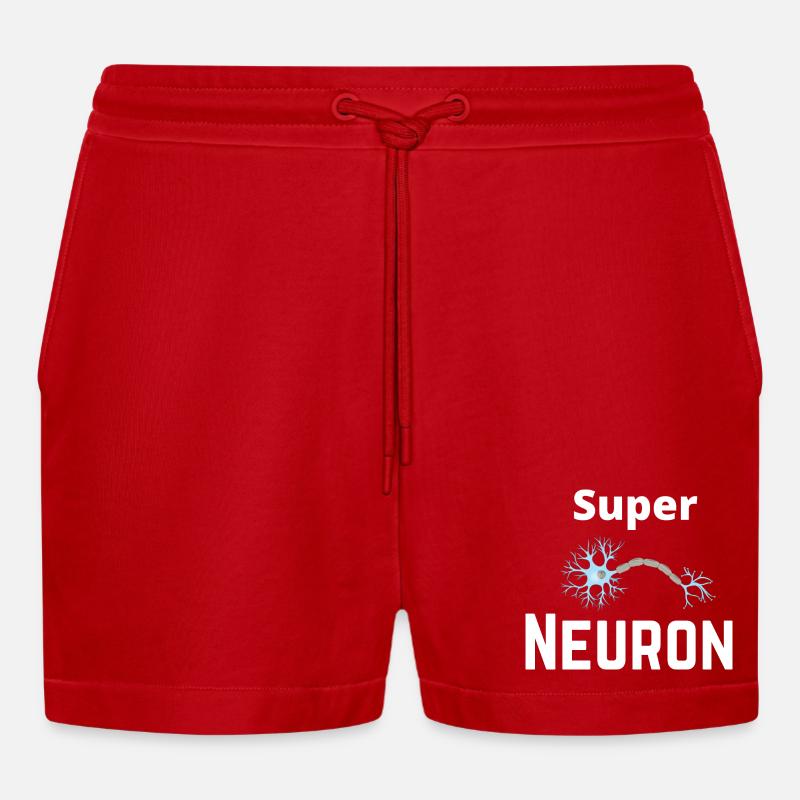 Super Neuron Network - Organic Relaxed Cropped Shorts Made in EU - red