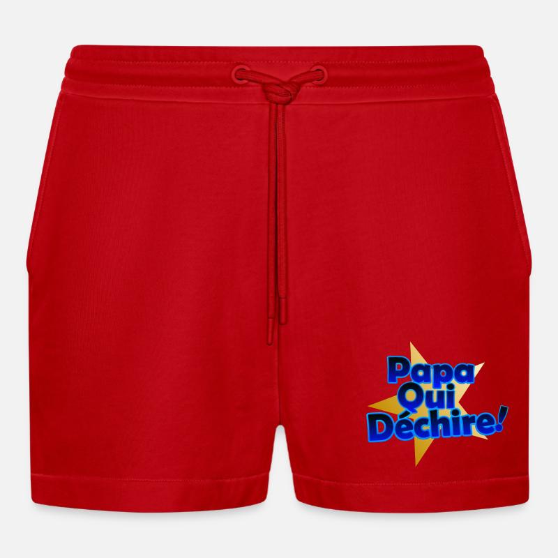 Papa Qui Déchire en Éclats - Short bio décontracté court fabriqué en UE - rouge