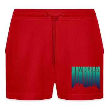 Birmingham Skyline Gradient - Organic Relaxed Cropped Shorts Made in EU - red - Front