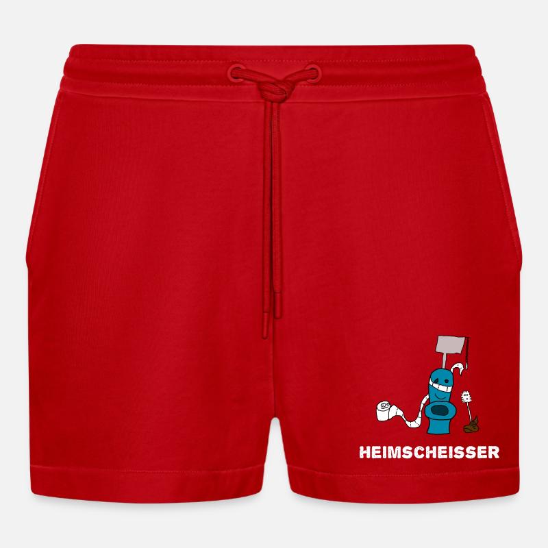Heimscheisser WC Klo - Organic Relaxed Cropped Shorts Made in EU - Rot