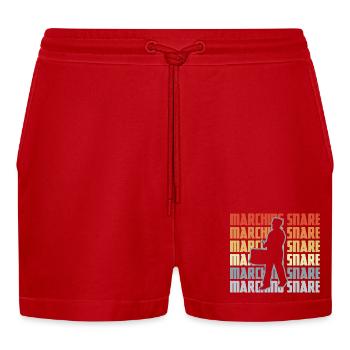 Vintage marching drum - Organic Relaxed Cropped Shorts Made in EU - red - Front
