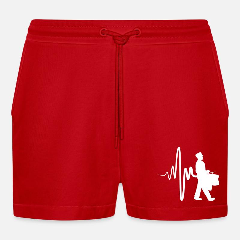 Paradetrommler - Organic Relaxed Cropped Shorts Made in EU - Rot