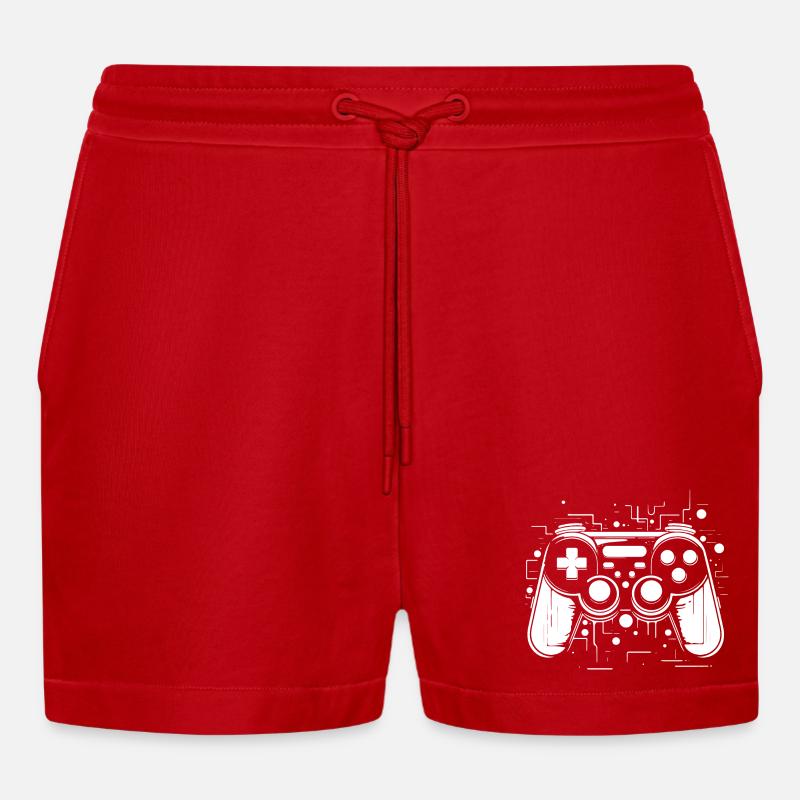 Game Controller - Organic Relaxed Cropped Shorts Made in EU - Rot