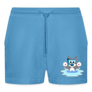 Katze Taucher Schnorchel Tauchen - Organic Relaxed Cropped Shorts Made in EU -  Sol Blue - Vorne